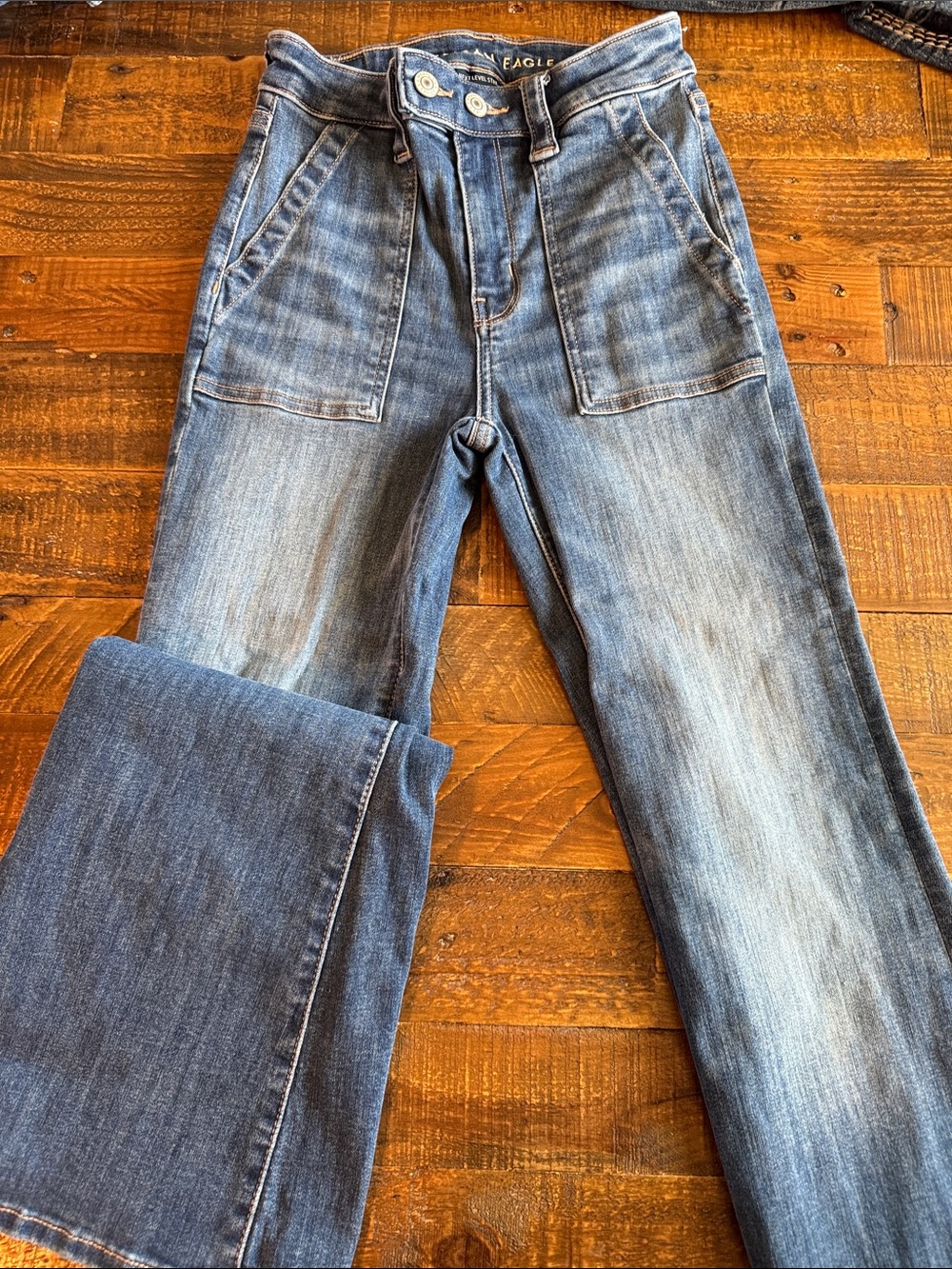 American Eagle Light Blue High-Waist Straight Jeans